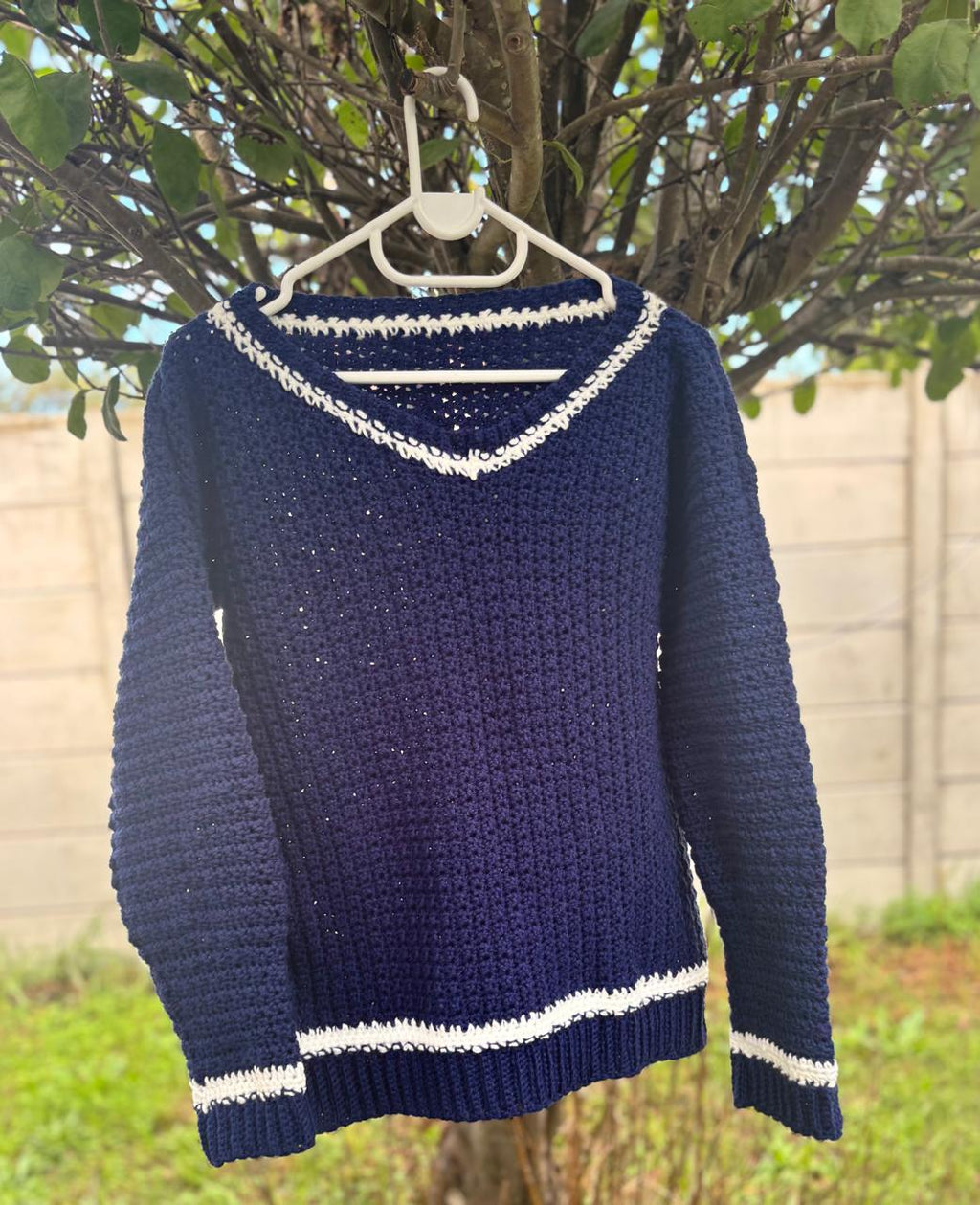 Classic Crochet V-Neck Sweater