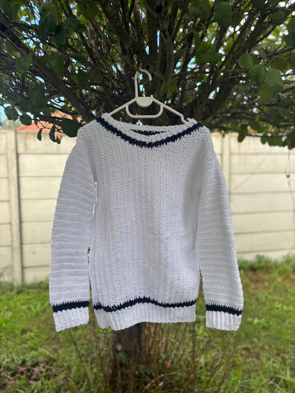 Classic Crochet V-Neck Sweater